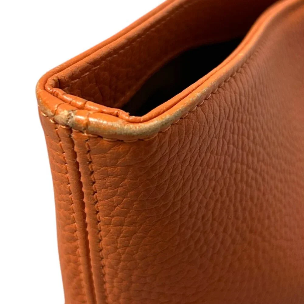 Gigi New York Orange Rust Leather Taylor Tote Bag Gold Hardware